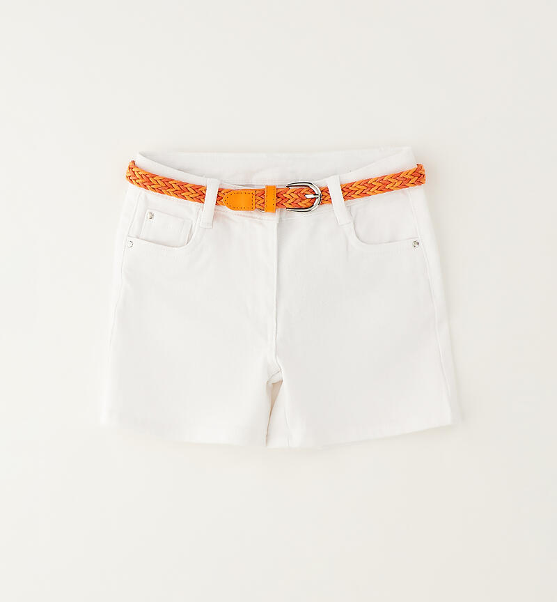 Pantaloncino con cintura per bambina BIANCO-0113
