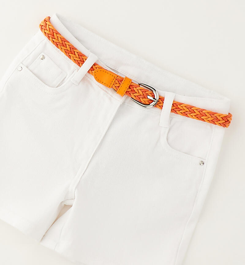 Pantaloncino con cintura per bambina BIANCO-0113
