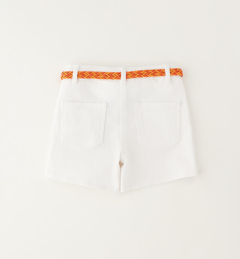 Pantaloncino con cintura per bambina BIANCO-0113