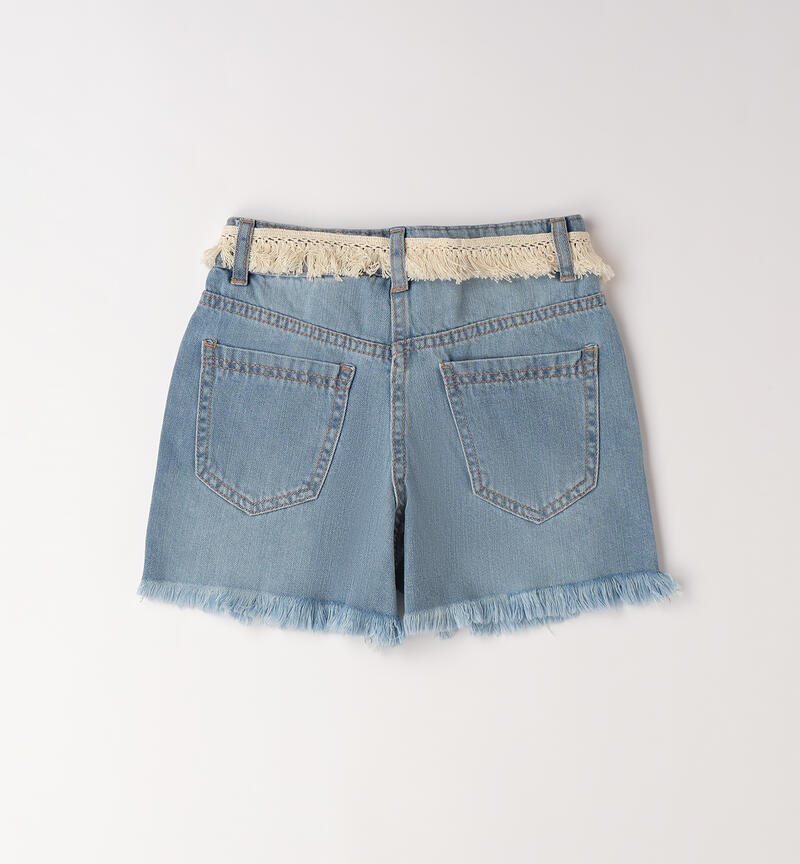 Denim shorts with belt MEDIUM STONE WASHED -7000
