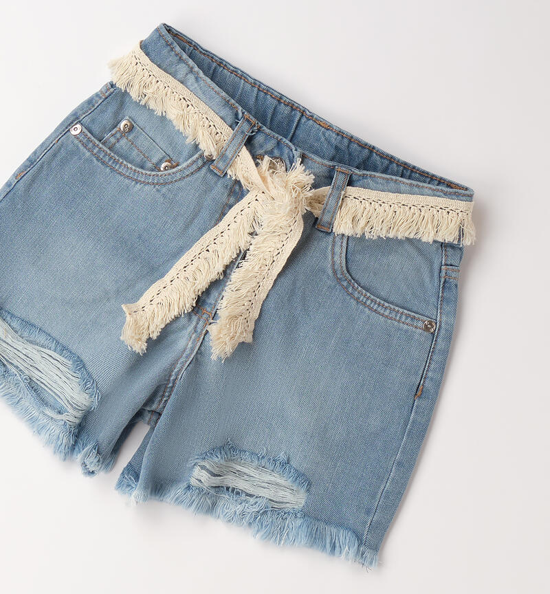 Denim shorts with belt MEDIUM STONE WASHED -7000