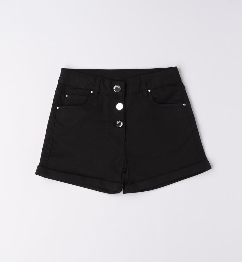 Sarabanda high-waisted shorts for girls from 8 to 16 years NERO-0658