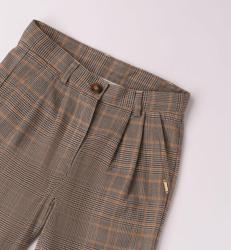 Sarabanda checked design trousers for girls from 8 to 16 years ARANCIO-1821