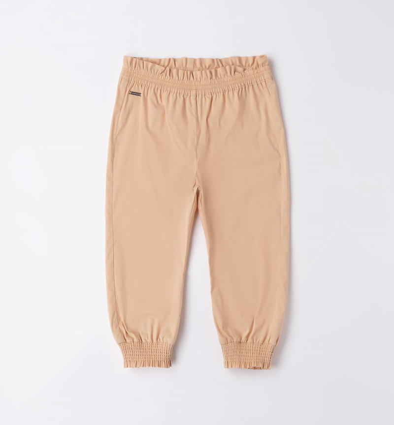 Sarabanda trousers with elastic for girls from 9 months to 8 years BEIGE-0734