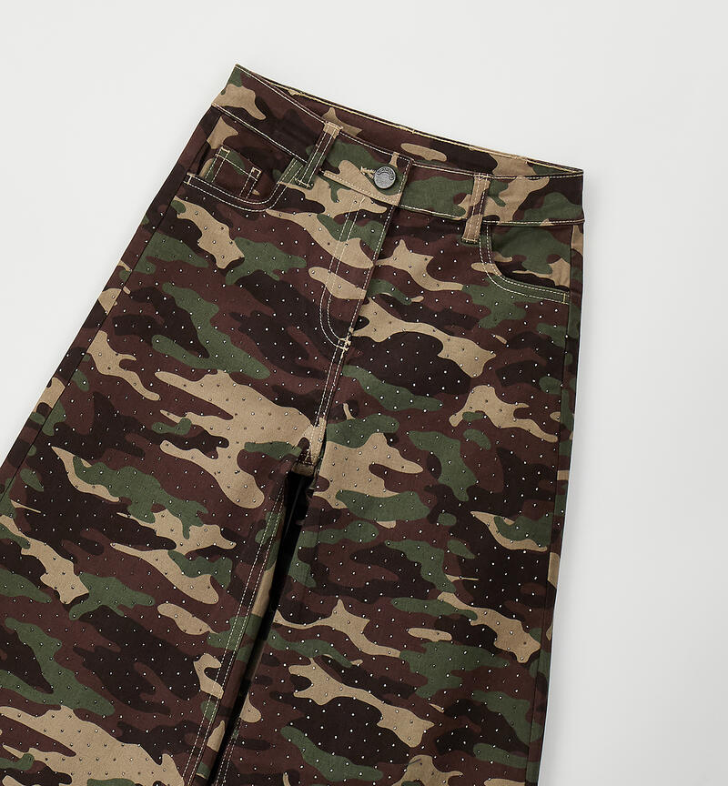 Girl's camouflage trousers MARRONE-VERDE-6CFS