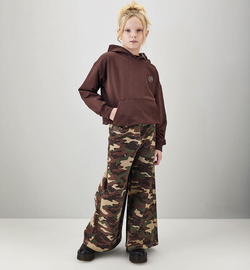 Girl's camouflage trousers MARRONE-VERDE-6CFS