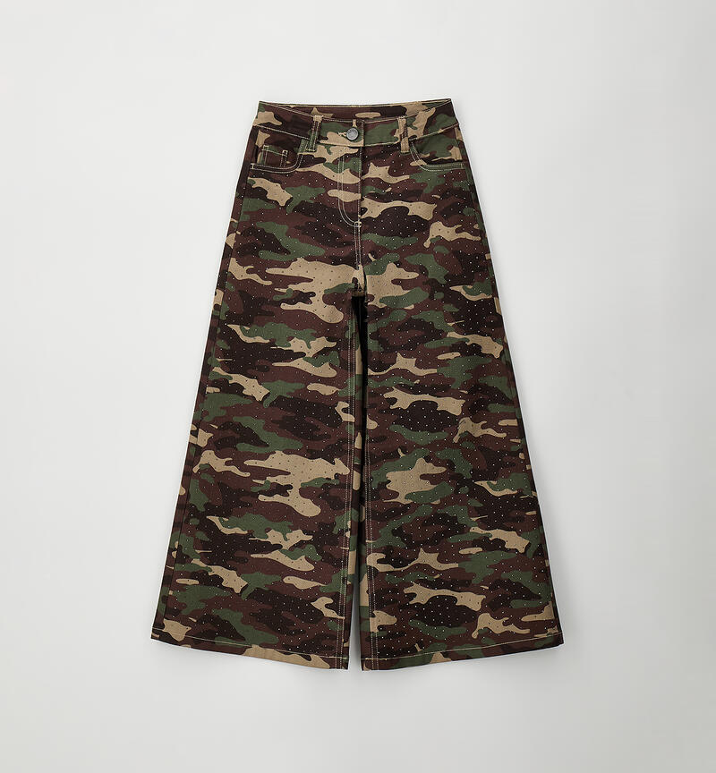 Girl's camouflage trousers MARRONE-VERDE-6CFS