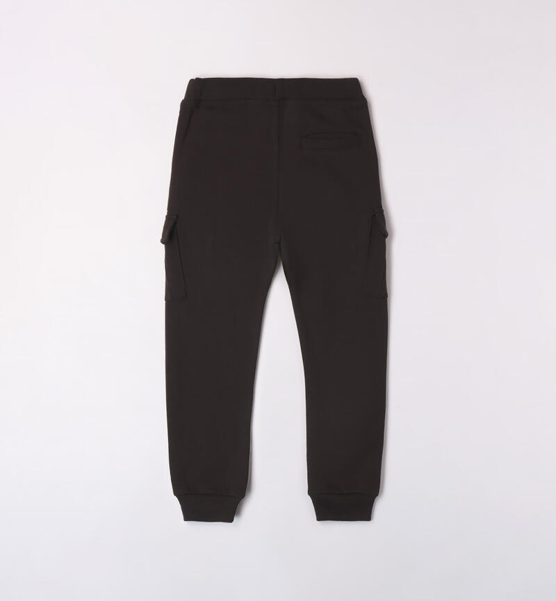 Sarabanda fleece cargo trousers for boys from 8 to 16 years NERO-0658