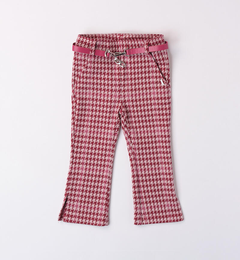 Sarabanda belted trousers for girls from 9 months to 8 years MAUVE-2783