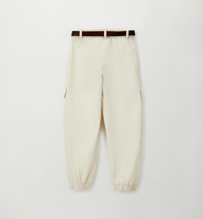 Pantalone con cintura ragazza CREMA-0921