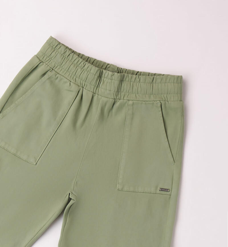 Sarabanda trousers with pockets for girls from 8 to 16 years VERDE SALVIA-4714