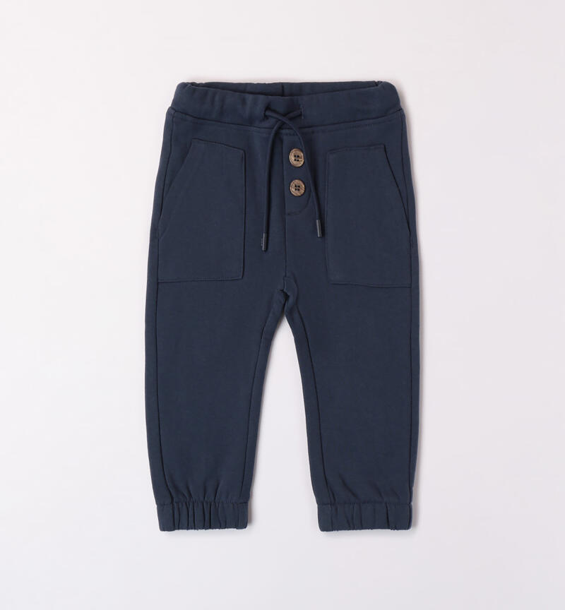 Sarabanda trousers with large pockets for boys from 9 months to 8 years BLU NAVY-3986