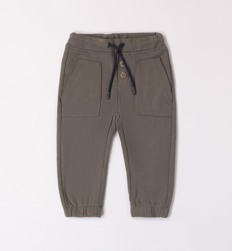 Sarabanda trousers with large pockets for boys from 9 months to 8 years VERDE SCURO-4254