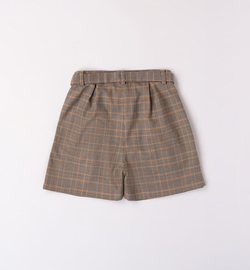 Sarabanda checked design shorts for girls from 8 to 16 years ARANCIO-1821