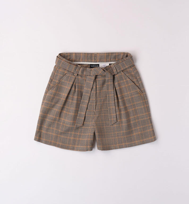 Sarabanda checked design shorts for girls from 8 to 16 years ARANCIO-1821