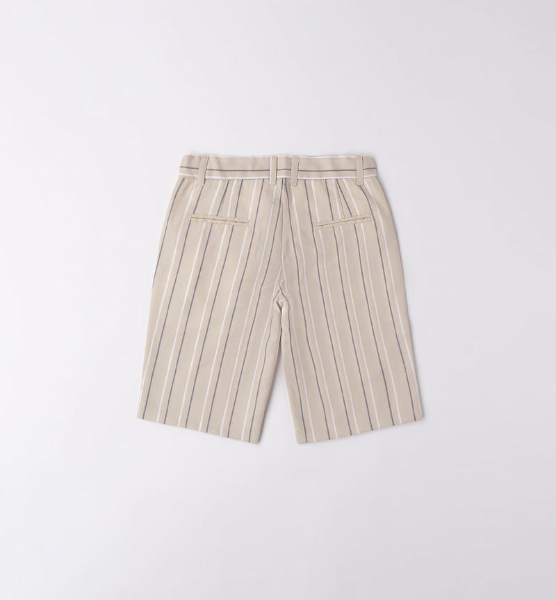 Sarabanda striped shorts for boys from 8 to 16 years BEIGE-0435