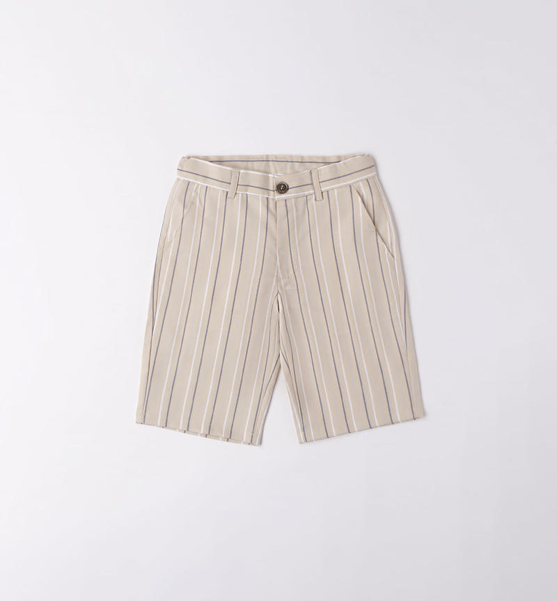 Sarabanda striped shorts for boys from 8 to 16 years BEIGE-0435