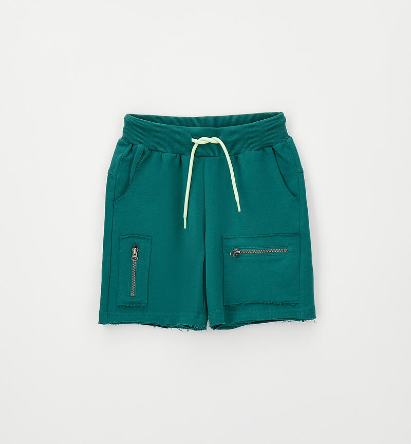 Children's cotton shorts VERDE SCURO-4537