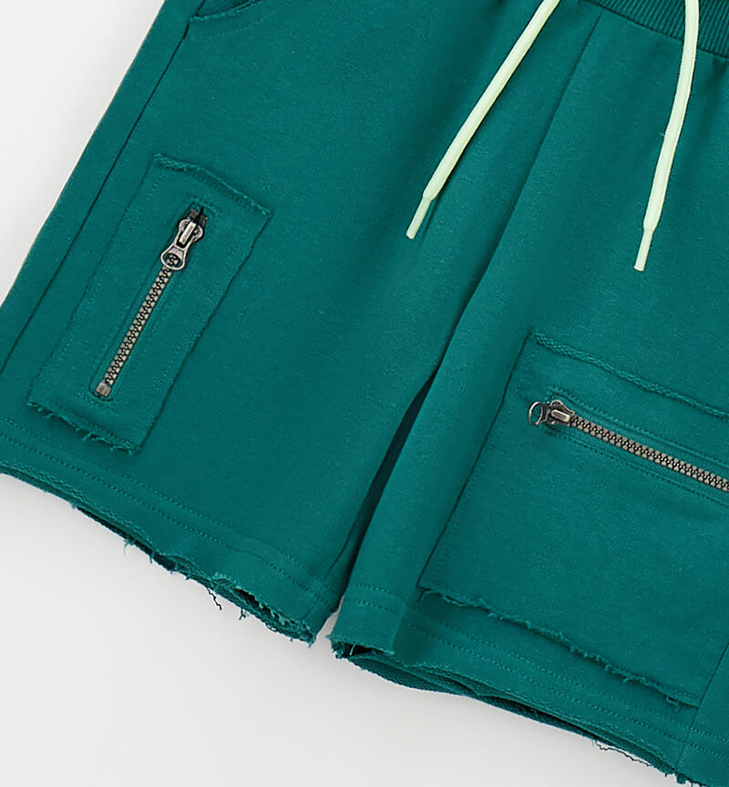 Children's cotton shorts VERDE SCURO-4537