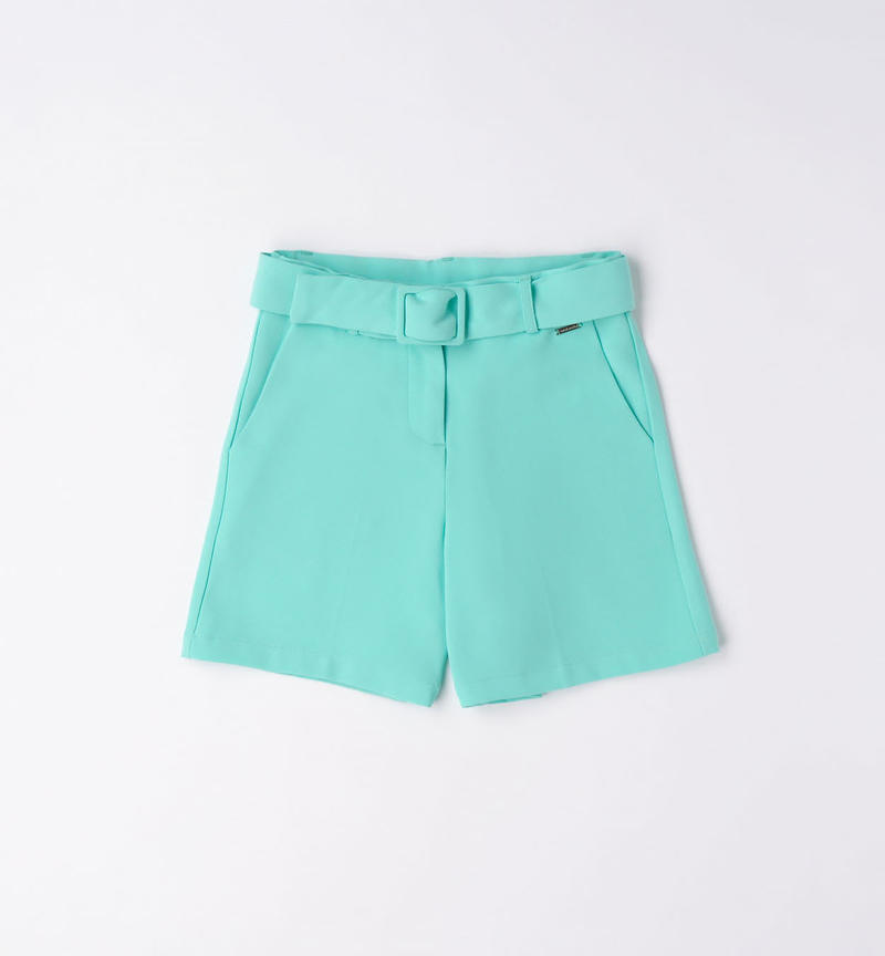 Sarabanda occasion wear shorts for girls from 8 to 16 years VERDE ACQUA-4636