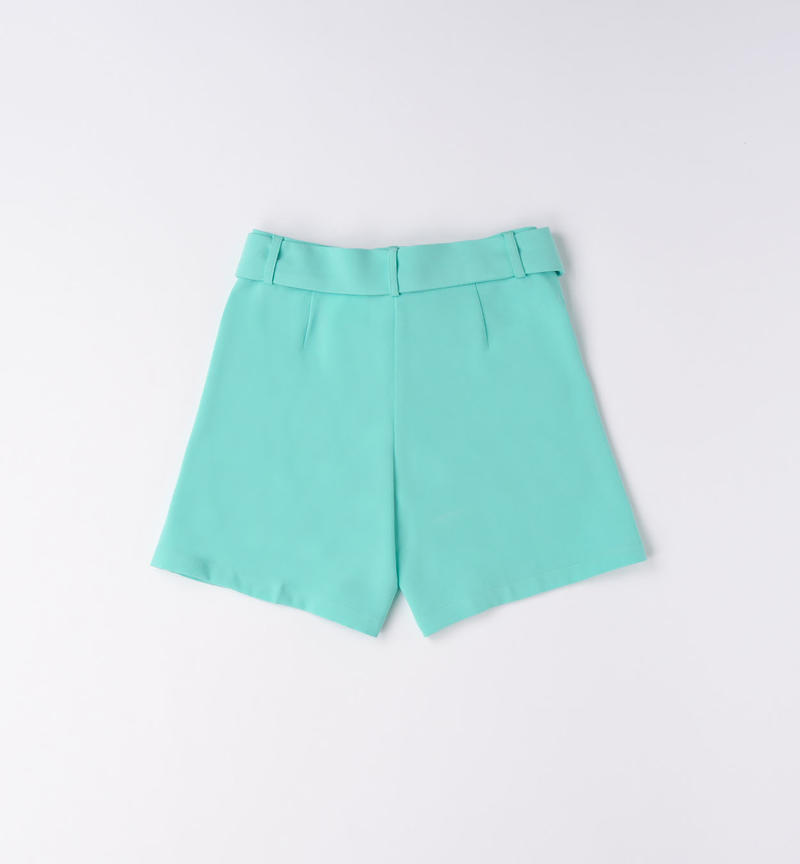 Sarabanda occasion wear shorts for girls from 8 to 16 years VERDE ACQUA-4636