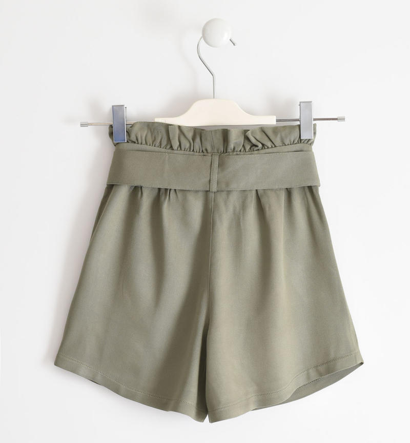 Short trousers with floral belt for girl from 6 to 16 years Sarabanda VERDE MILITARE-4751