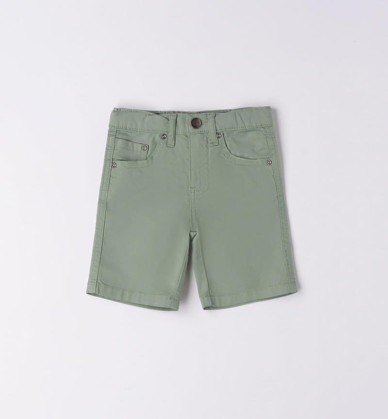 Sarabanda cotton shorts for boys from 9 months to 8 years VERDE SALVIA-4715