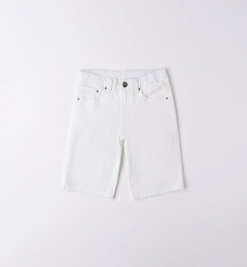 Pantalone corto cotone ragazzo da 8 a 16 anni Sarabanda BIANCO-0113