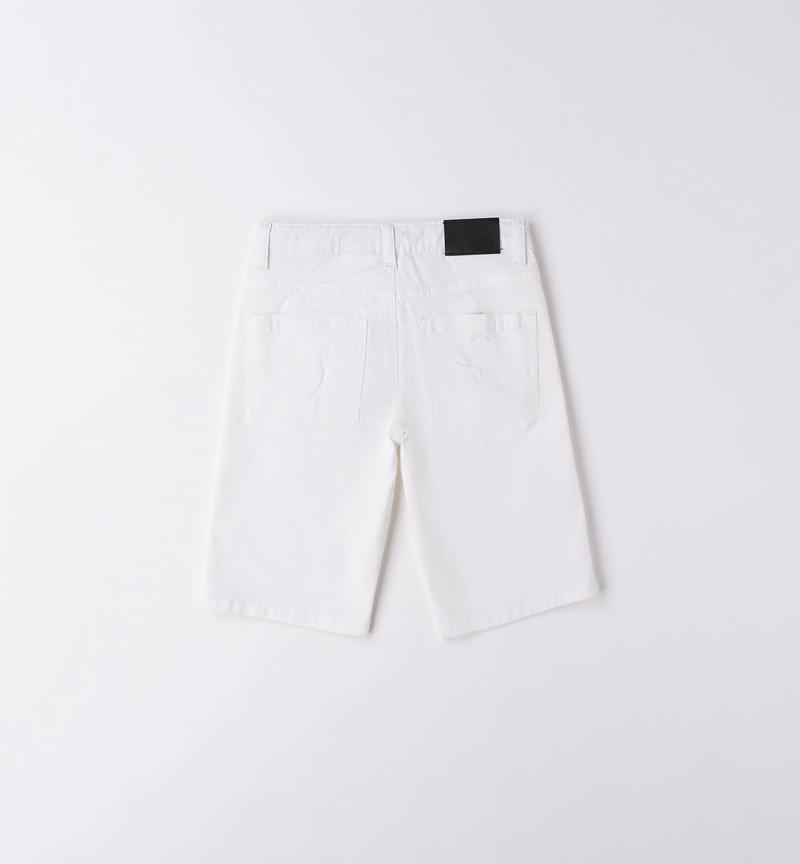 Pantalone corto cotone ragazzo da 8 a 16 anni Sarabanda BIANCO-0113