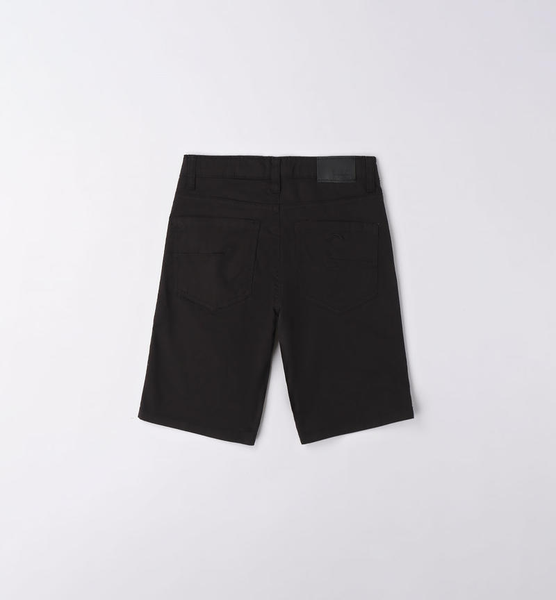 Pantalone corto cotone ragazzo da 8 a 16 anni Sarabanda NERO-0658