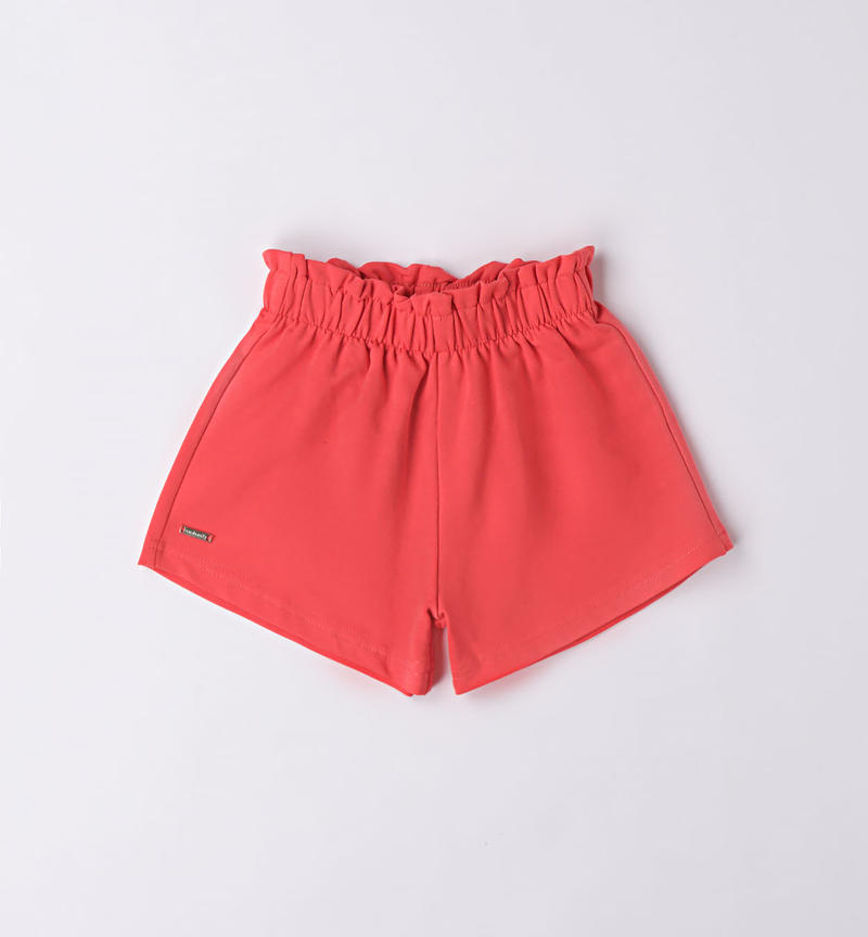 Sarabanda jersey fleece shorts for girls from 9 months to 8 years ROSSO-2152