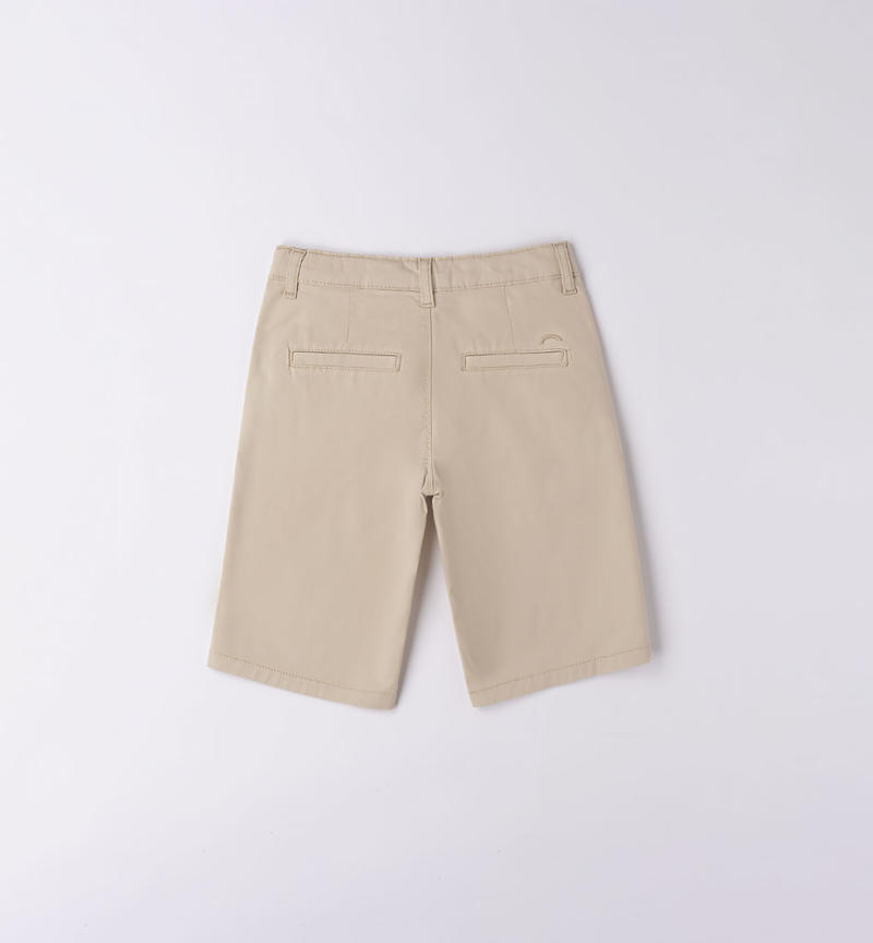 Sarabanda slim fit shorts for boys from 8 to 16 years BEIGE-0435
