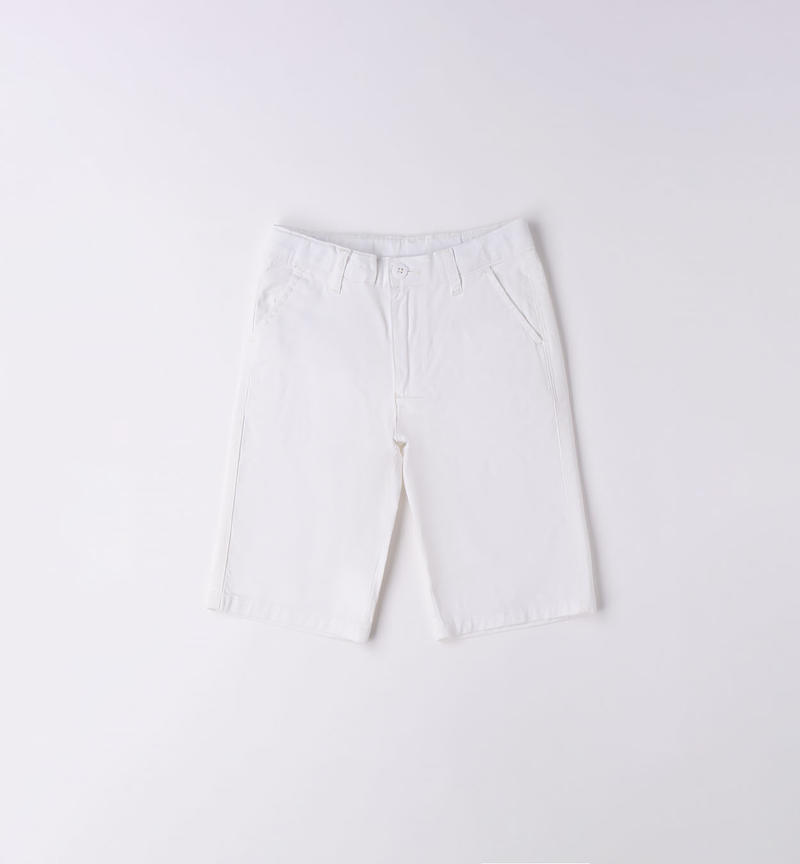 Pantalone corto slim ragazzo da 8 a 16 anni Sarabanda BIANCO-0113