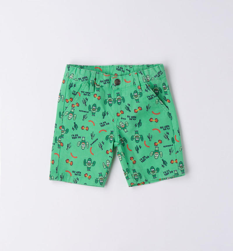 Sarabanda green all-over print shorts for boys from 9 months to 8 years VERDE-MULTICOLOR-6VS9
