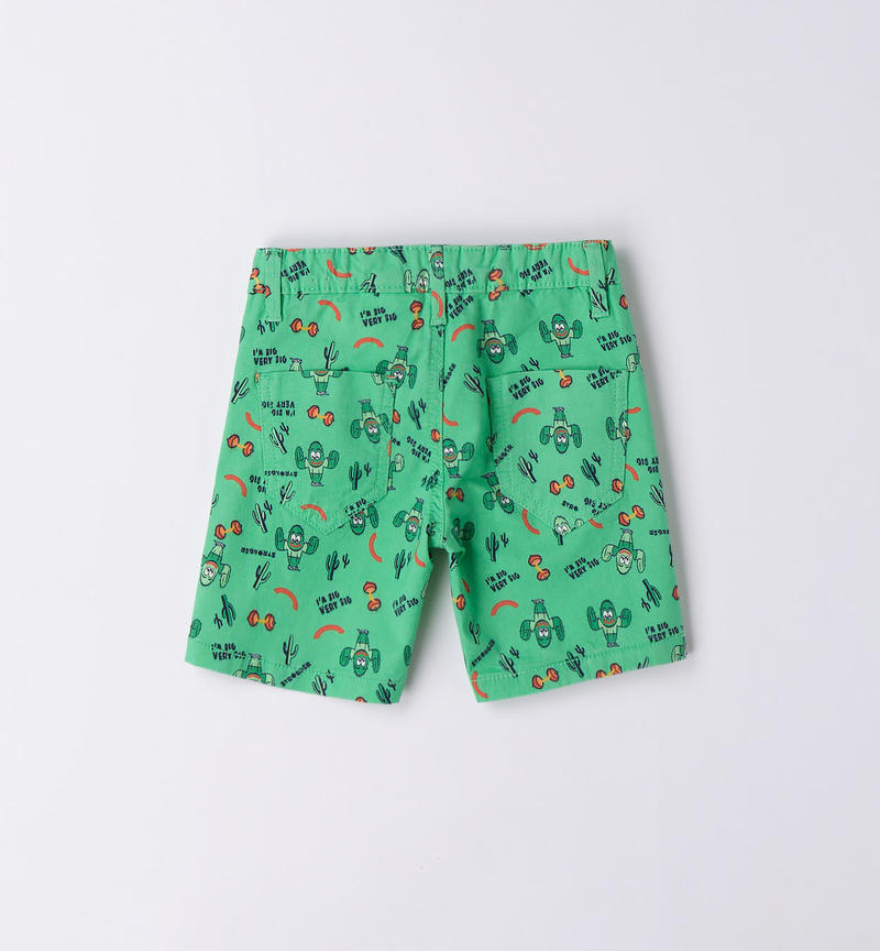 Sarabanda green all-over print shorts for boys from 9 months to 8 years VERDE-MULTICOLOR-6VS9