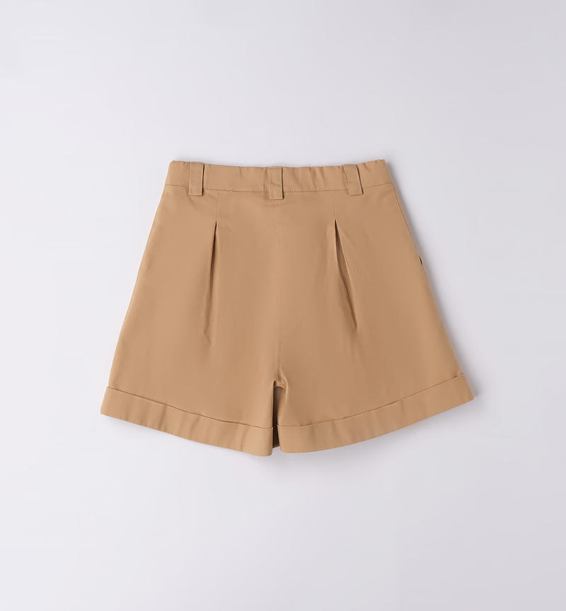 Sarabanda high-waisted shorts for girls from 8 to 16 years BEIGE-0732