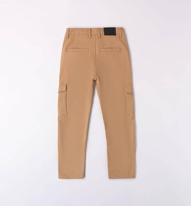 Sarabanda cotton trousers for boys from 8 to 16 years BEIGE-0747