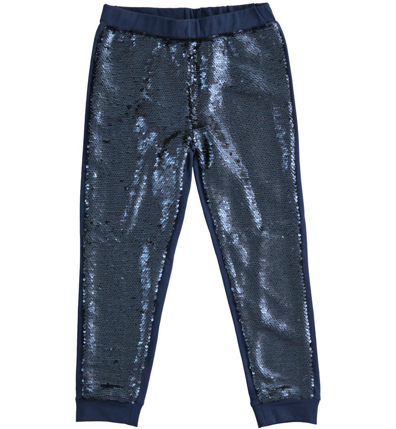 Pantalone in felpa leggera con paillettes reversibili per bambina da 6 a 16 anni Sarabanda NAVY-3854