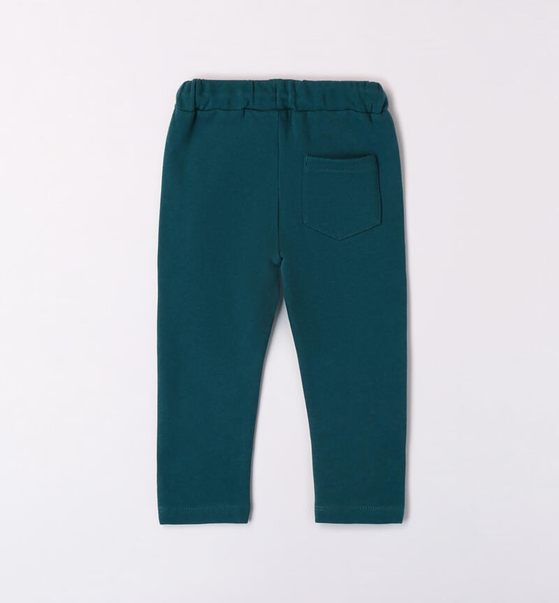 Sarabanda fleece trousers for boys from 9 months to 8 years DARK GREEN-4586