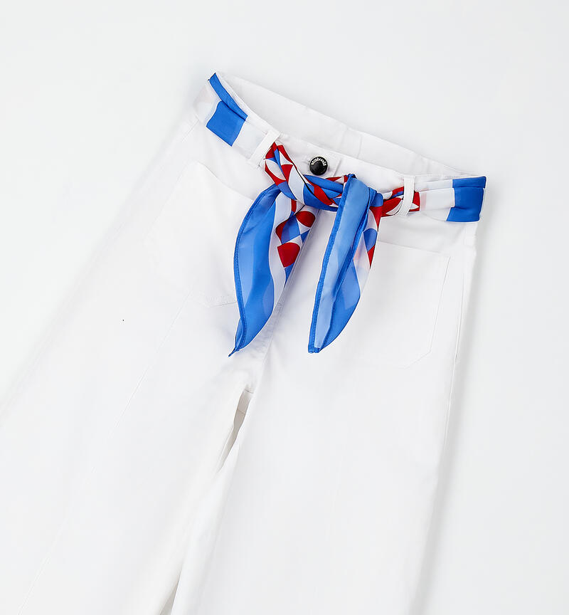 Wide leg trousers for girls BIANCO-0113