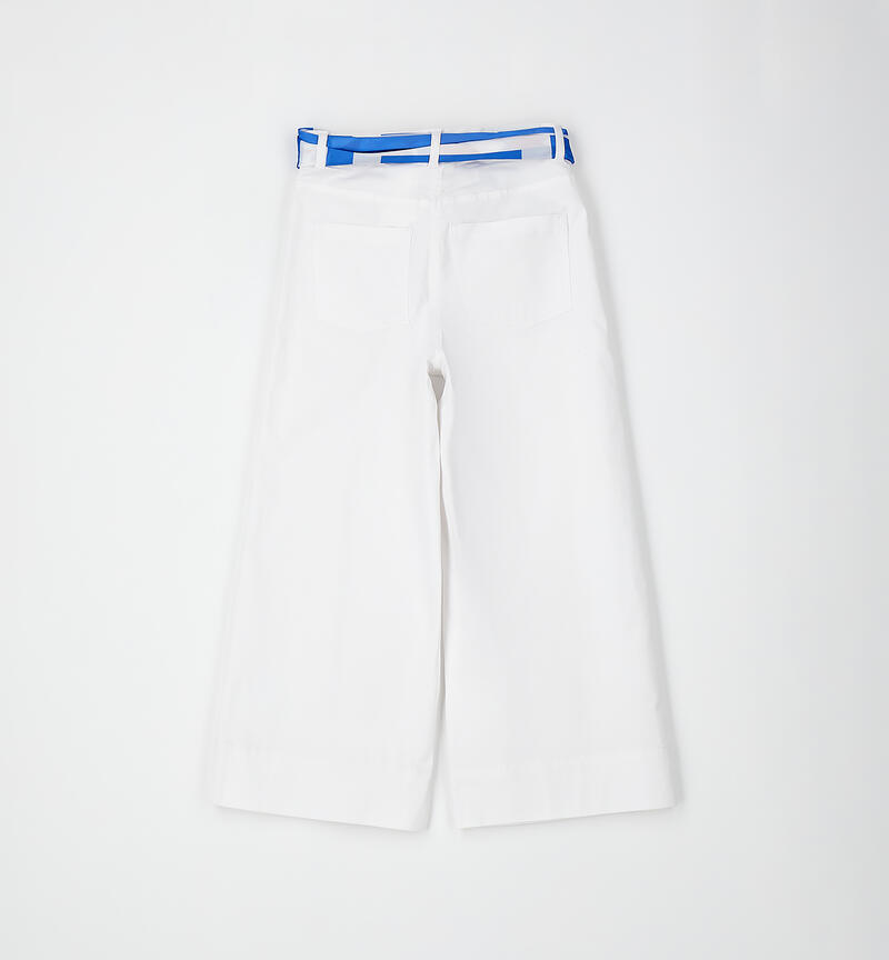 Wide leg trousers for girls BIANCO-0113