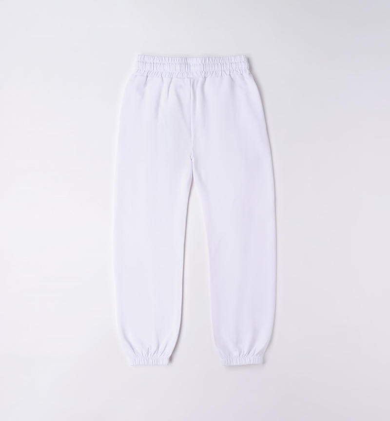 Sarabanda long trousers with heart design for girls from 3 to 16 years BIANCO-0113