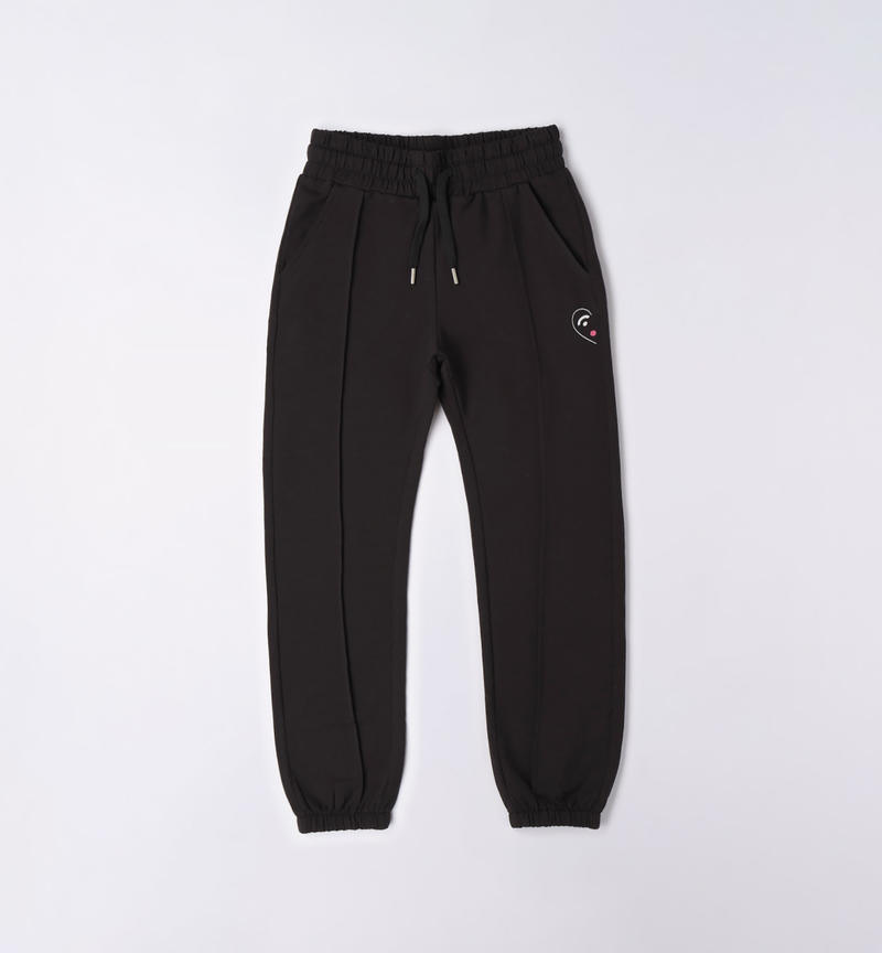 Sarabanda long trousers with heart design for girls from 3 to 16 years NERO-0658