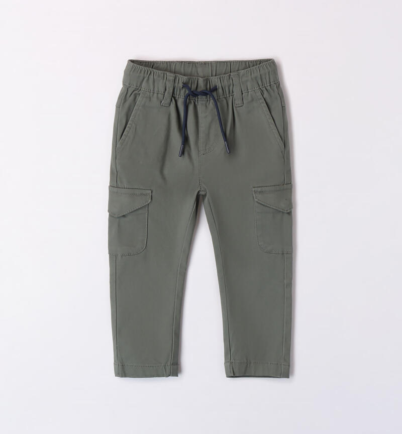 Sarabanda cargo trousers for boys from 9 months to 8 years VERDE SCURO-4254