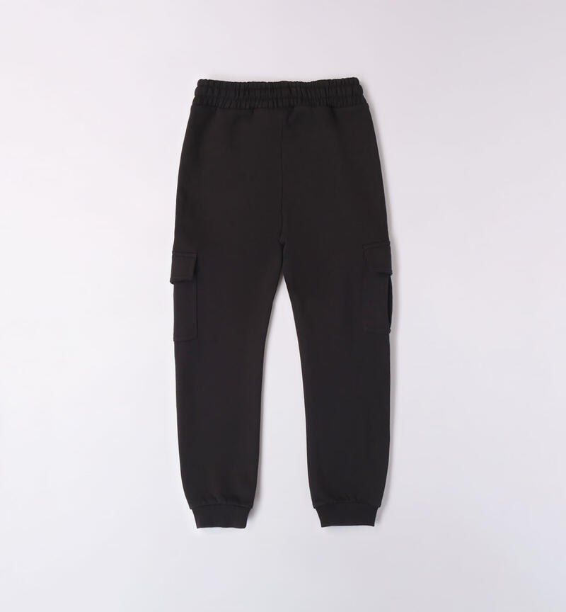 Sarabanda black jersey fleece trousers for girls from 8 to 16 years NERO-0658