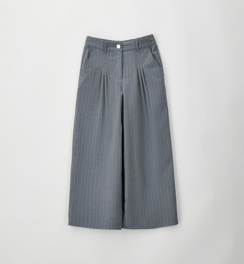 Pantalone palazzo ragazza GRIGIO MELANGE-8967