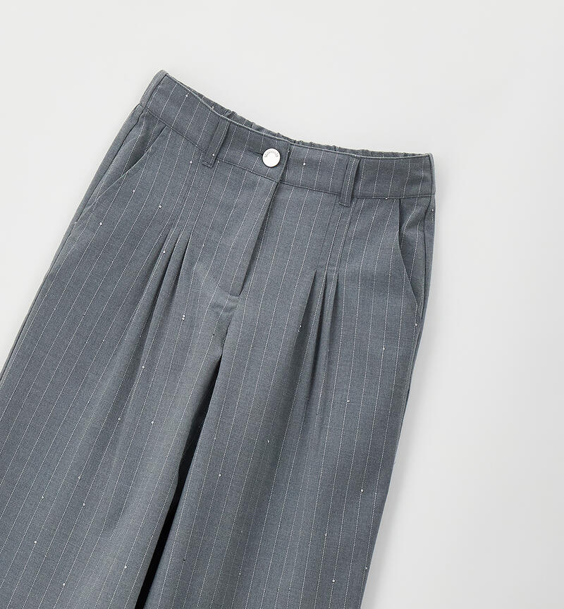 Pantalone palazzo ragazza GRIGIO MELANGE-8967
