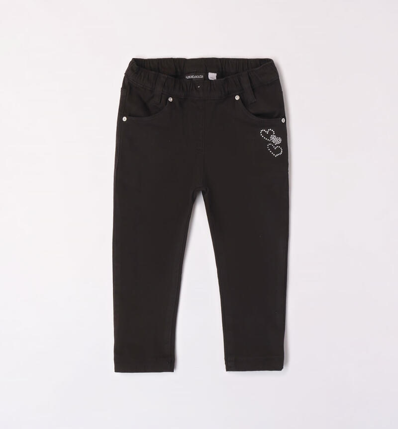 Sarabanda heart trousers for girls from 9 months to 8 years NERO-0658
