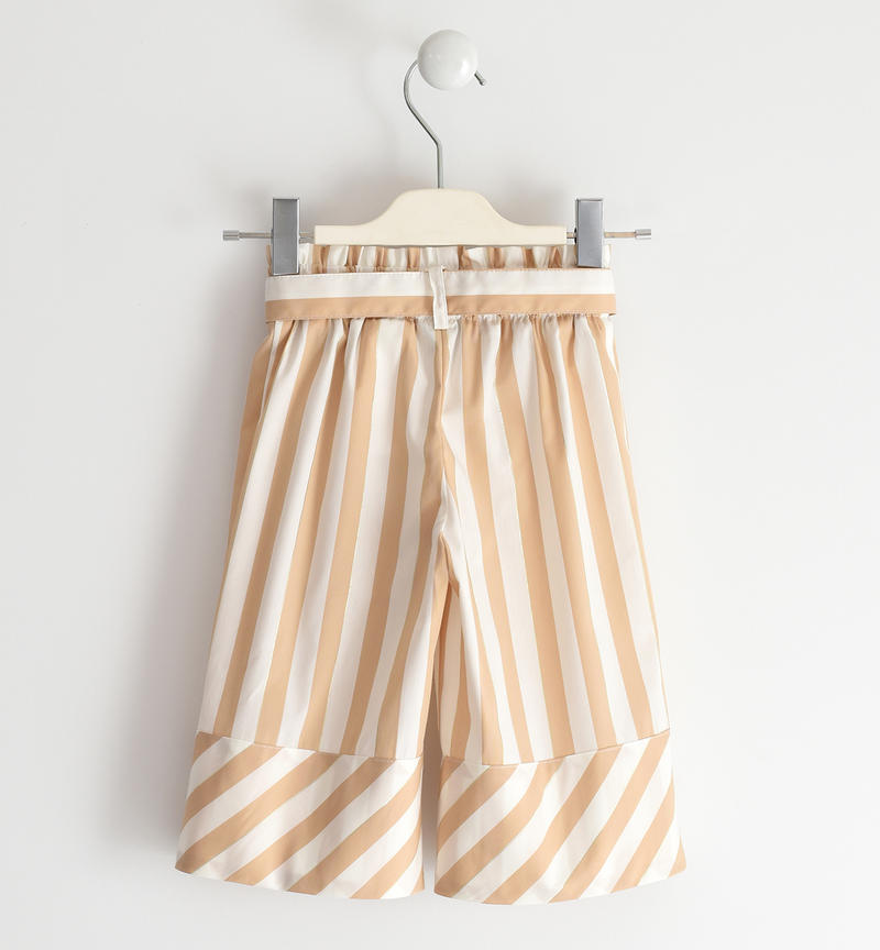 Sarabanda trousers for girls with striped print from 6 months to 8 years BEIGE-0734
