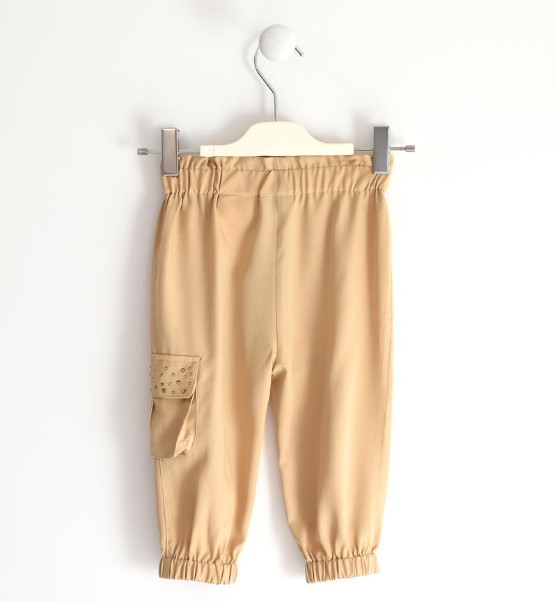 Sarabanda girl trousers in 100% lyocell with side pocket from 6 months to 8 years BEIGE-0734